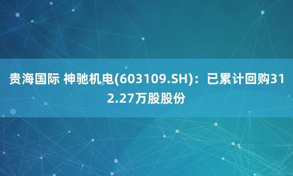 贵海国际 神驰机电(603109.SH)：已累计回购312.27万股股份