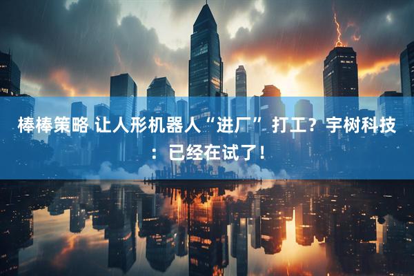棒棒策略 让人形机器人“进厂” 打工？宇树科技：已经在试了！
