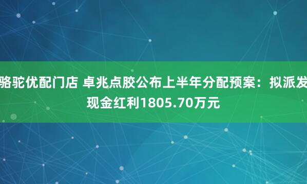 骆驼优配门店 卓兆点胶公布上半年分配预案：拟派发现金红利1805.70万元