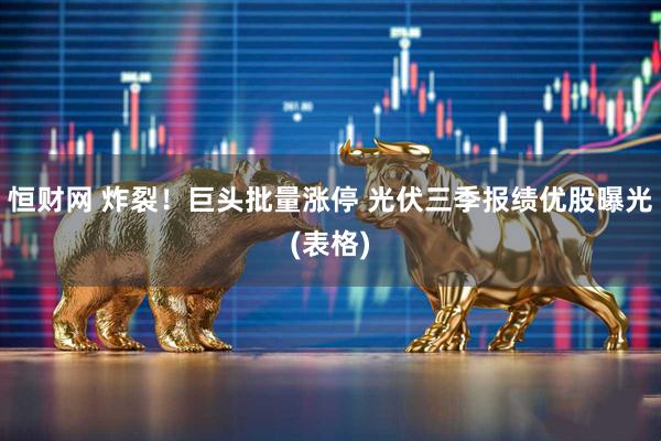 恒财网 炸裂!巨头批量涨停 光伏三季报绩优股曝光(表格)